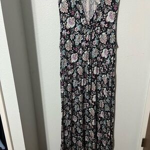 Floral Sleeveless Dress - Black and Pink